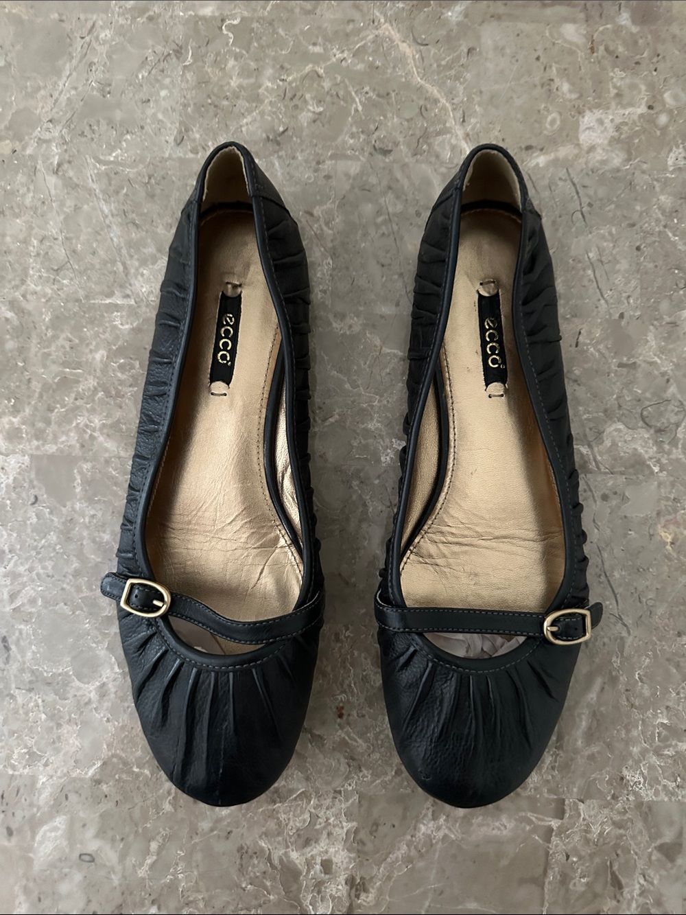 ECCO Women’s Shoes Black Leather Ballet Flats Classic MaryJane EU 41 - US 10.5